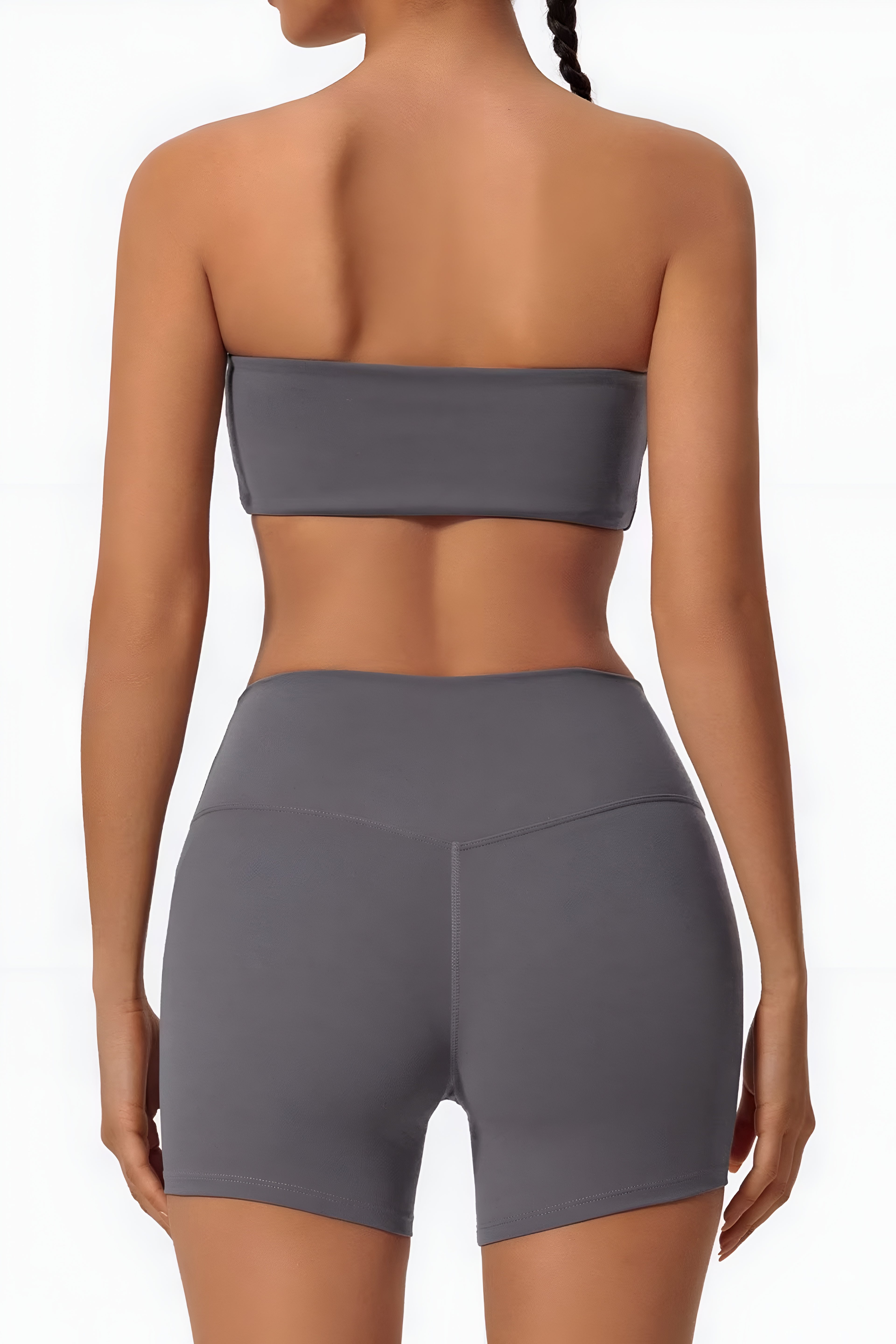 Strapless Bra + Shorts — QuickDry Workout Set with Sculpting Fit
