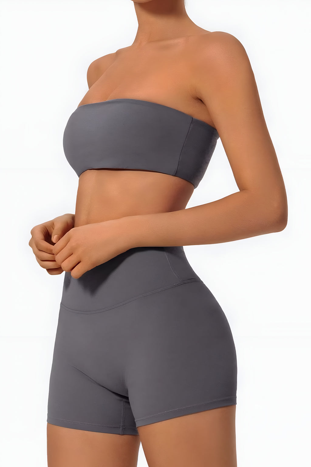 Strapless Bra + Shorts — QuickDry Workout Set with Sculpting Fit