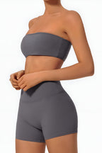 Strapless Bra + Shorts — QuickDry Workout Set with Sculpting Fit