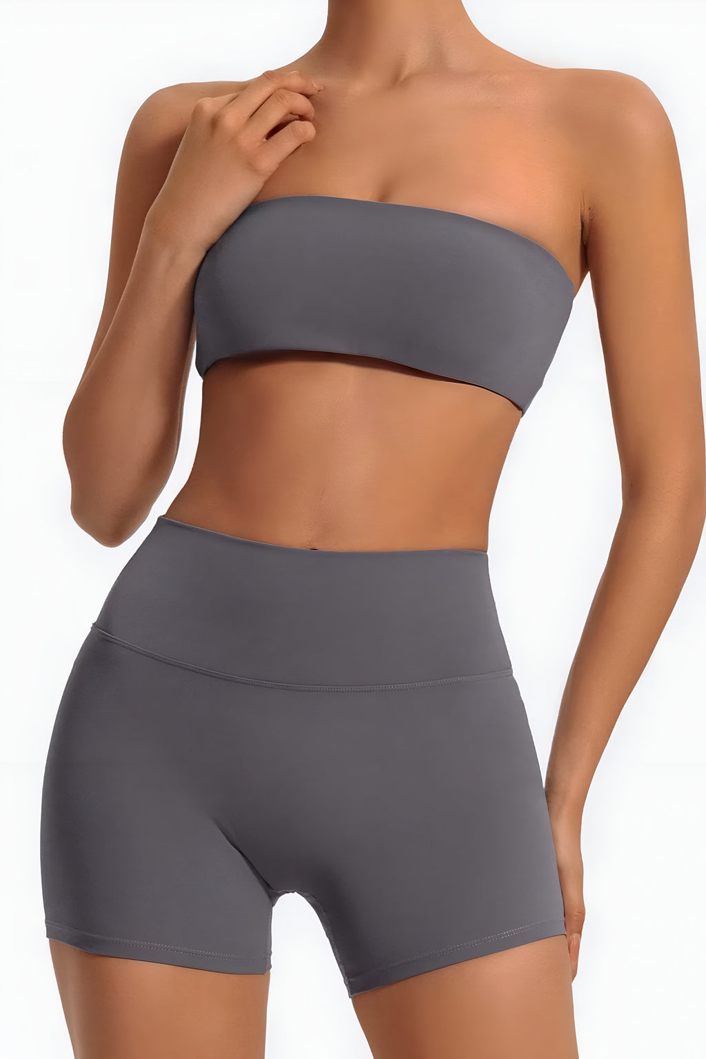 Strapless Bra + Shorts — QuickDry Workout Set with Sculpting Fit