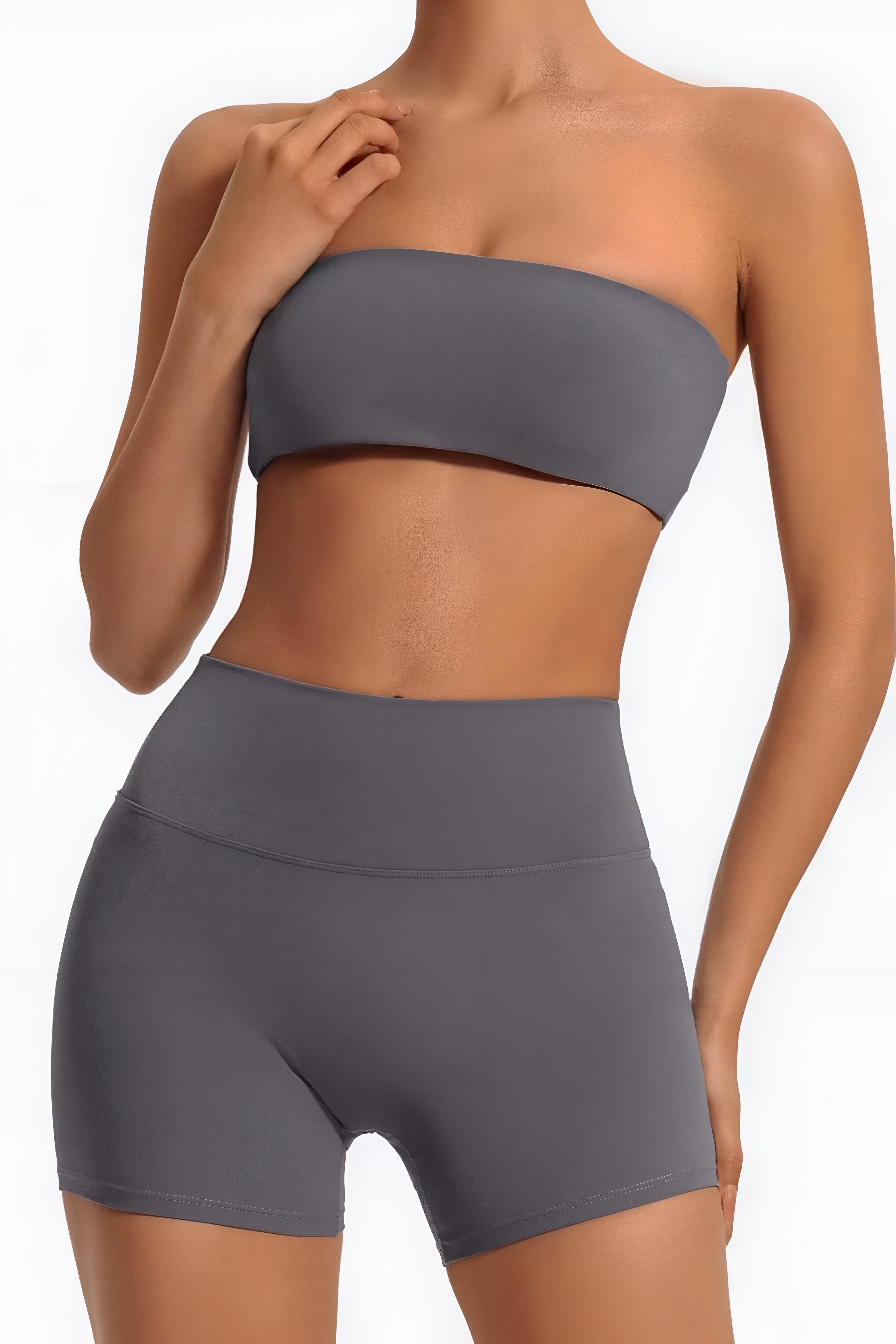 Strapless Bra + Shorts — QuickDry Workout Set with Sculpting Fit