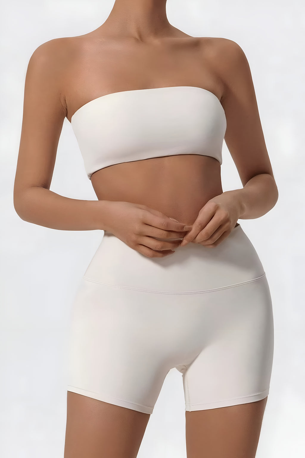 Strapless Bra + Shorts — QuickDry Workout Set with Sculpting Fit