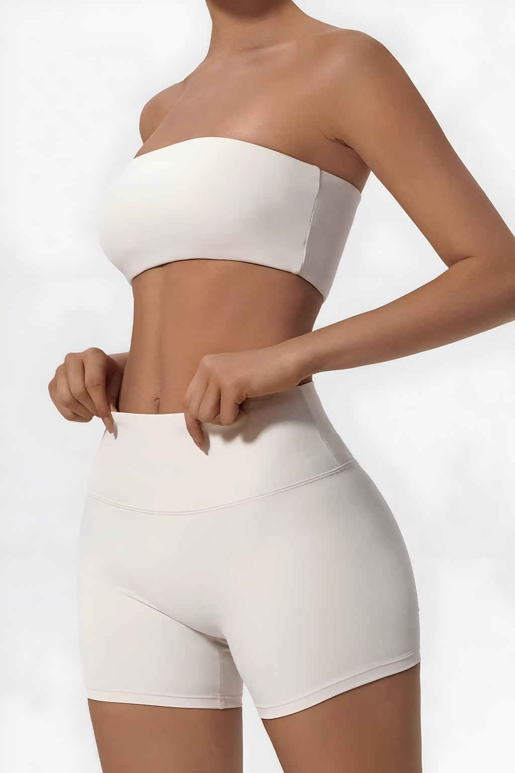 Strapless Bra + Shorts — QuickDry Workout Set with Sculpting Fit