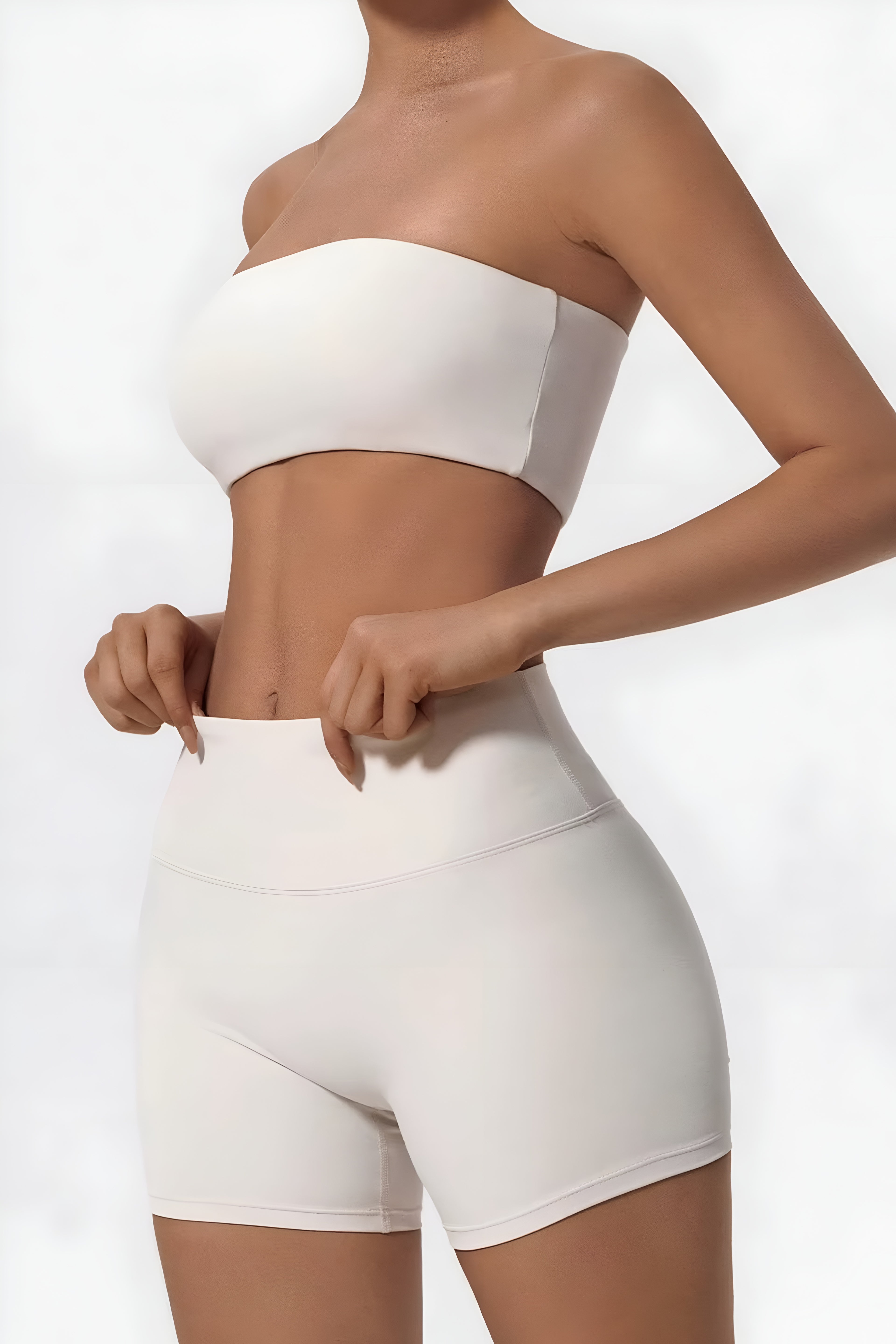 Strapless Bra + Shorts — QuickDry Workout Set with Sculpting Fit