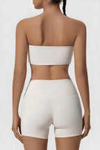 Strapless Bra + Shorts — QuickDry Workout Set with Sculpting Fit
