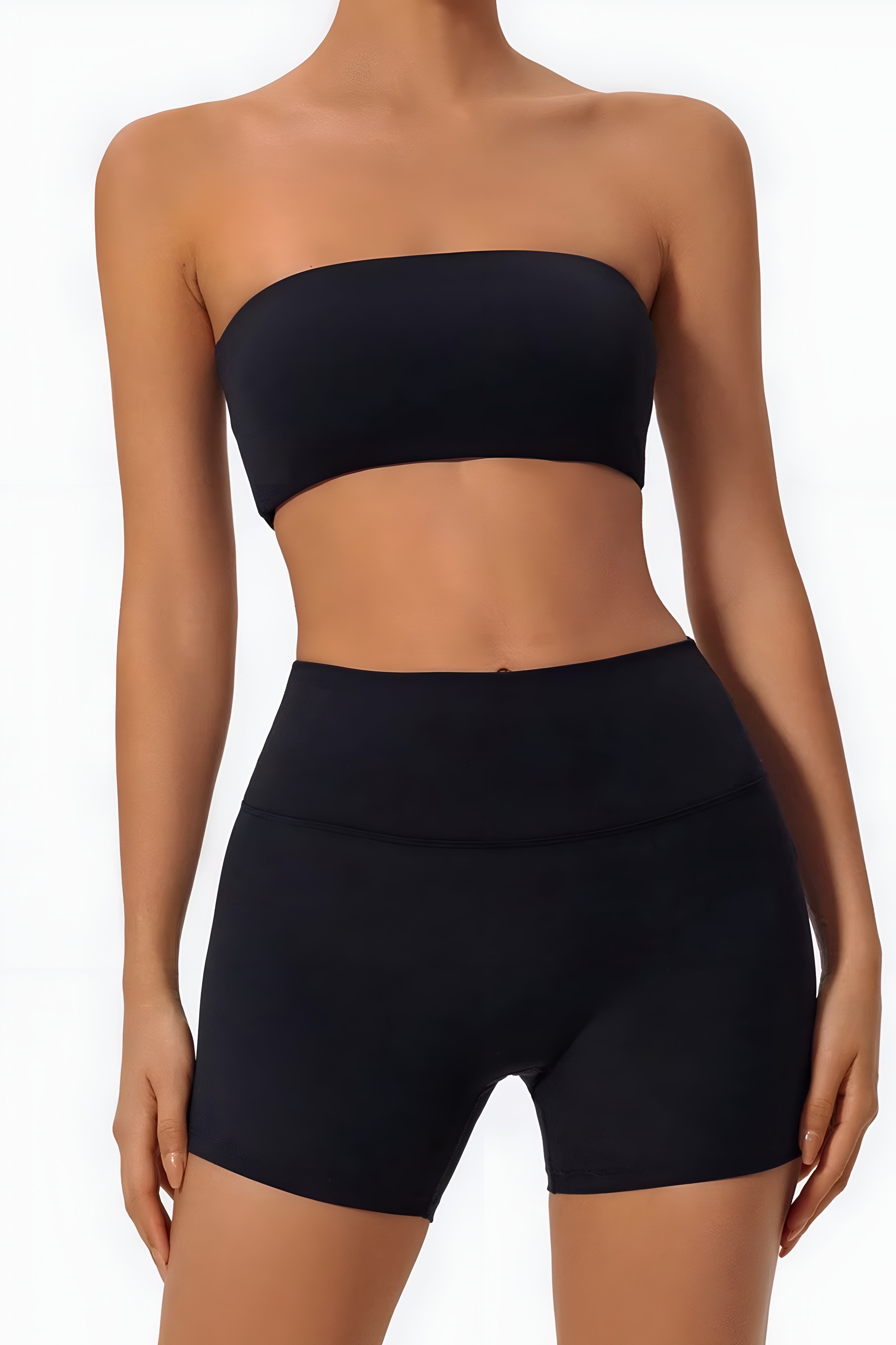 Strapless Bra + Shorts — QuickDry Workout Set with Sculpting Fit