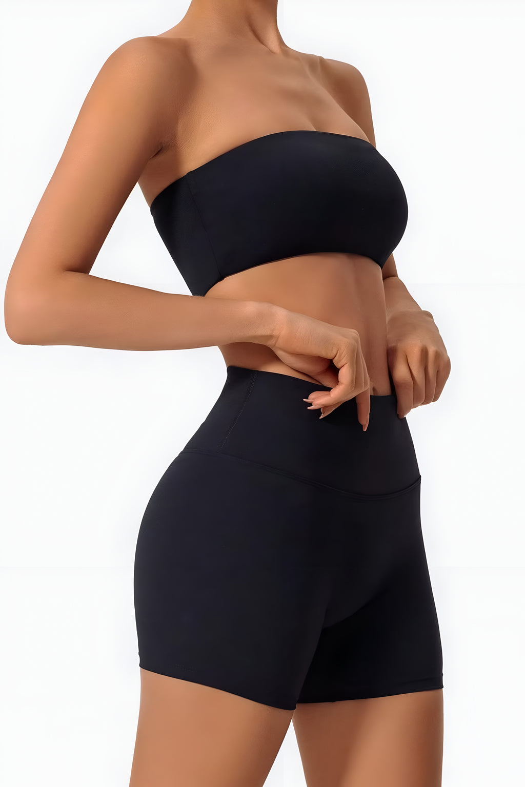 Strapless Bra + Shorts — QuickDry Workout Set with Sculpting Fit